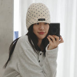 Mini Dot Fleece Beanie (cream)