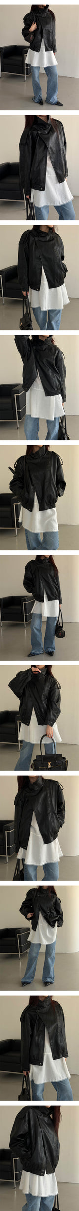 Move high neck leather jacket