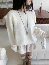 [UNISEX] Cloudy Season Overfit Angora Crewneck Long Sleeve Knit (7 colors)