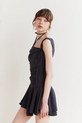 LILY FRILL DRESS charcoal