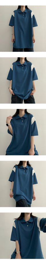 Foreva City オーバーサイズ フィットカラー ニットウェア 半袖 T シャツ