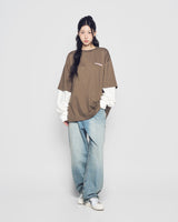 25FW DOUBLE LAYER ADLV LONG SLEEVE T-SHIRT COCOA