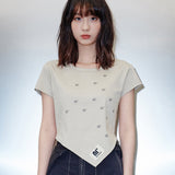 T10.00 アンバランスプリント半袖Tシャツ