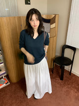 スラブVネックニット