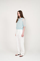 SEE-THROUGH COLLAR HALF KNIT (SKY BLUE)