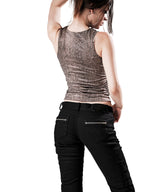 PYTHON SHIRRING SLEEVELESS TOP BEIGE
