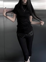 mock neck shirring short sleeve (3color)