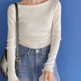 Miu Lip Neck V-Neck Long Sleeve Knitwear