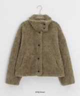 Rital Wool High Neck Fur Jacket