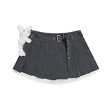 Teddy Belt Check Pleated Skirt 232425749