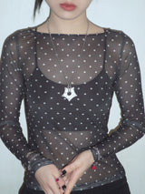 gleaming star dot necklace [white]