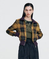 Plaid Check Flannel Zip-Up Jacket _ MUSTARD