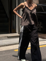 Lace track wide pants(2color)