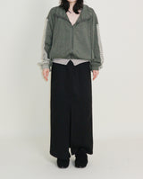 Hakata Stripe Coloring String Knitwear Zip-Up