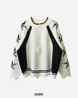 Star-printed Knitwear Zip-Up