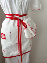 Cherry embroidery apron double-layer fabric red point