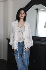 Tweed Studded Denim Pants