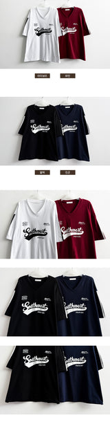 Tトラックライン Vネック半袖Tシャツ