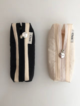 Clam round pencilcase _ Quilting black