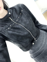 1059. Star stud suede crop jk (2color)