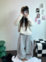 PARACHUTE TWO PINTUCK BALLOON LONG WIDE PANTS 🖤🩶💜🤎🩷5COLOR