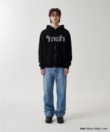 mah CUT OFF APPLIQUE ZIP-UP HOODIE