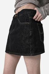 Embroidered Western Raw Denim Skirt