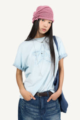 チェックスターワッペンTシャツ