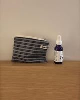 Plain stripe flat pouch - deep blue , S size