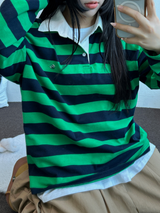 キュートカラーペティット👚ストライプロングスリーブTシャツ🎀❤💚3カラー