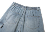 Cargo curved Balloon Pants (Light Blue)