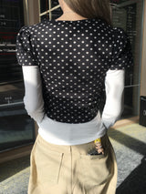 Holly Dot Fleece Layered Short Sleeve T-Shirt (2c)