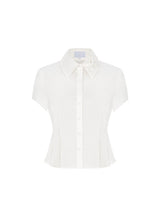 Ribbon Collar Half Blouse