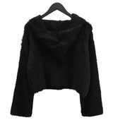 Angora Fur Crop Hooded Sweatshirt