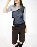 one shoulder mesh sleeveless(2color)