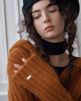 CROPPED HOODIE CARDIGAN - CAMEL BROWN