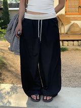 Se-eun Color Matching Nylon Wide Pants