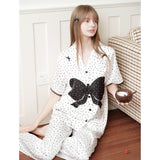 Black and white polka dot printed pajamas｜Suitable for all seasons