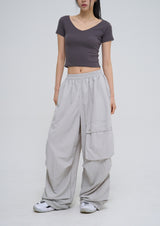 Front pocket balloon nylon pants