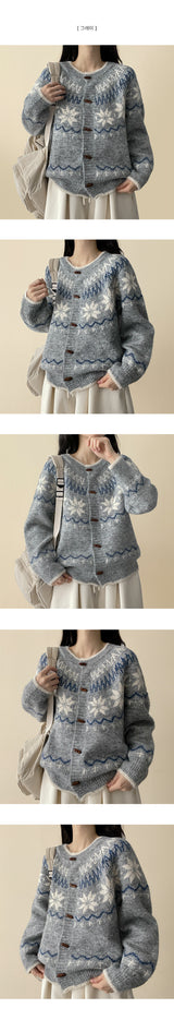 Snowflake tteokbokki button knit cardigan