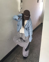 ガゼンバックポケットパッチポイントピンタックスウェットワイドパンツ