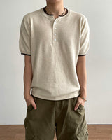 Tonal Layered Henley Neck Knit
