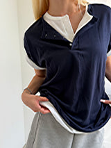 Flow henley neck helf t-shirts(5color)