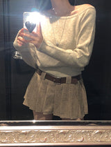 ネルチェックベルトピンタックミニスカート