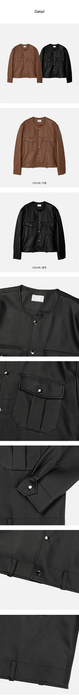 [F/W] ラウンドポケットレザージャケット (2color)