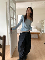 WORK STRIPE BALLOON JEANS