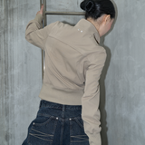 HIGH NECK ZIP-UP SLIM JACKET (MOCHA BROWN)