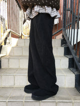 Down Lining Corduroy Wide Pants