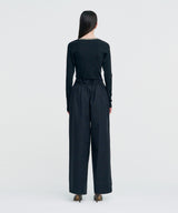 Ribbon Tied Wide Pants _ BLACK