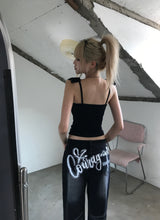 バックレタリングワイドパンツ